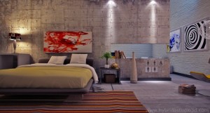 Contemporary bedroom painting headboard Interior Design Blogs