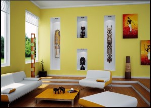 Living Room with african art Interior Design Blogs