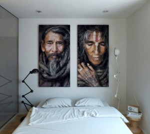 black white bedroom artwork above bed Interior Design Blogs