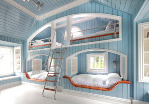 blue white bedroom bunks Interior Design Blogs
