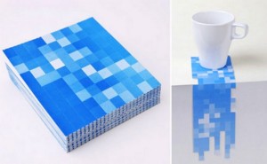 pixel turquoise coaster 3 colorfully