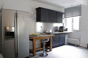 Black white kitchen apartment