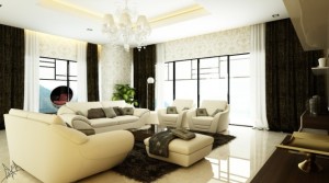 wallpapered living room Interior Design Blogs
