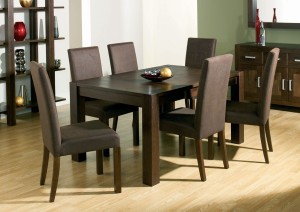 Small End Extending Dining Table with Fabric Chairs Small Dining room