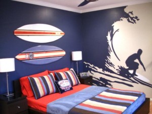 surfer themes boy bedroom 530x397 Bedroom decoration