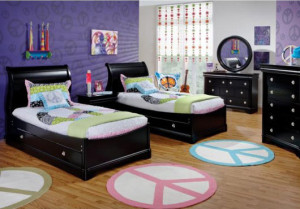 twin kids bedroom violet black design Interior Design Blogs