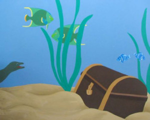 Cheerful and Colorful Underwater Scenery Wall Murals for Kids Bedroom Design Ideas Bedroom decoration