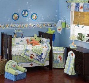 baby room infant kids room underwater theme sea blue boy color charming unique design idea home interior Bedroom decoration