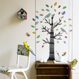 13 unisex boys girls kids room childrens bedroom childs bird tree vinyl fabric wall decal decoupage bird themed decor