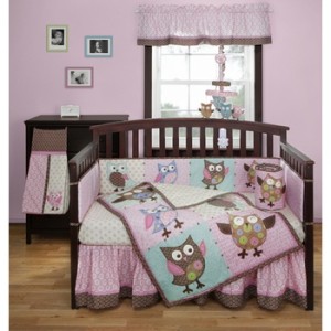 Calico Owls 3 Piece Crib Bedding Set