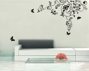 Flower and butterfly Grace and vintage style wall sticker 00000001 Interior Design Blogs