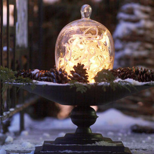 christmas light illuminated glass cloche christmas