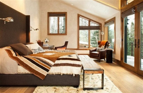 Modern-Bedroom-With-Natural-Elements-On-Mountain-Cottage-With-Vintage-And-Contemporary-Interiors