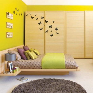 Yellow Bedroom with Butterfly Wall Sticker Interior Design Blogs