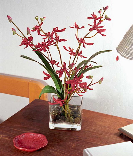 artificial red orchid silk flower picture