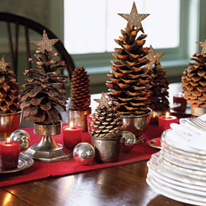 christmas decoration pinecone miniature trees Christmas Fall Holiday decor interior design pinecones Interior Design Blogs