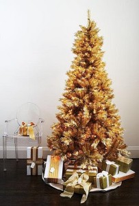 christmas tree golden brown decoration theme idea holiday decor mantel fireplace noel unique color combination stylish elegant Interior Design Blogs