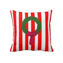 merry christmas red green stripe wreath cushions pillow Interior Design Blogs