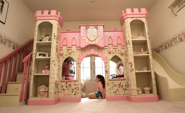 Girls Princess Loft Bed with Slide