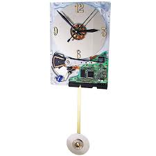 Recycled PC Decor: A Touch of Techno recycled decors Hard Drive Clock with Numbers and Pendulum