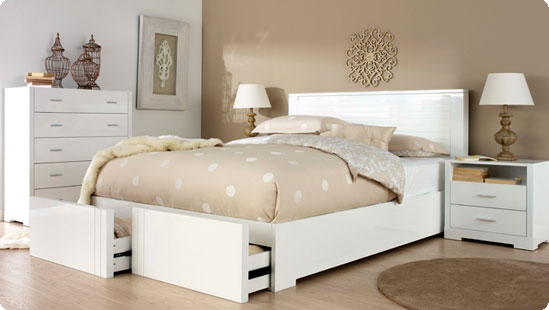 White bedroom furniture lessens the feeling of crowdedness. White ...