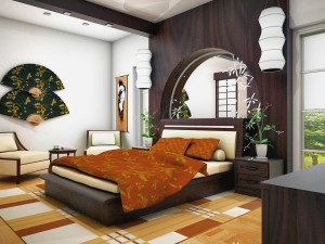 zen-bedroom-orange-bedspread