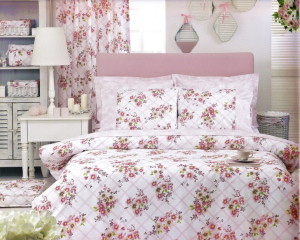 bedroom-interior-design-pink-floral-bedding-sheets