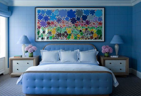 Interior-Cool-Bedroom-Design-Blue-colorful-painting-is-a-great-focal-point-in-this-cozy-bedroom