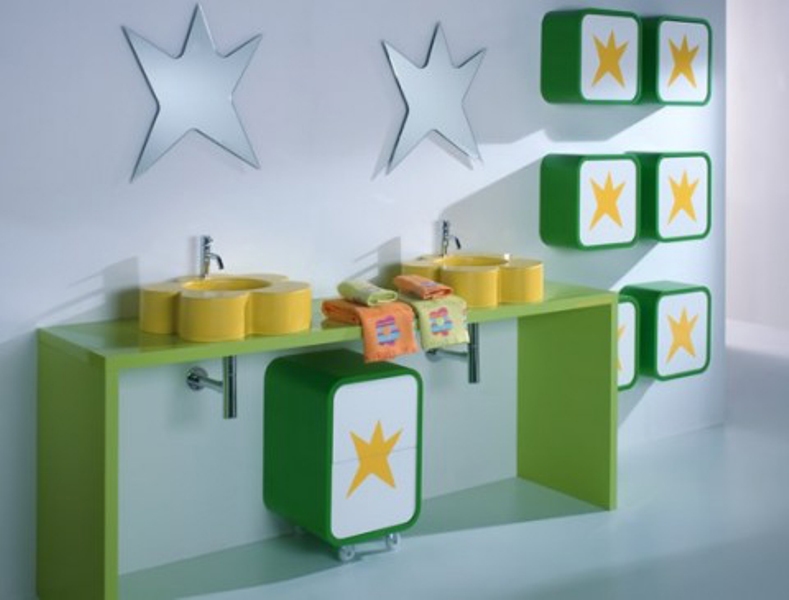 Playful-Modern-Kids-Bathroom-Ideas-with-Star-Decoration-and-Floral-Shaped-Bathroom-Sink1