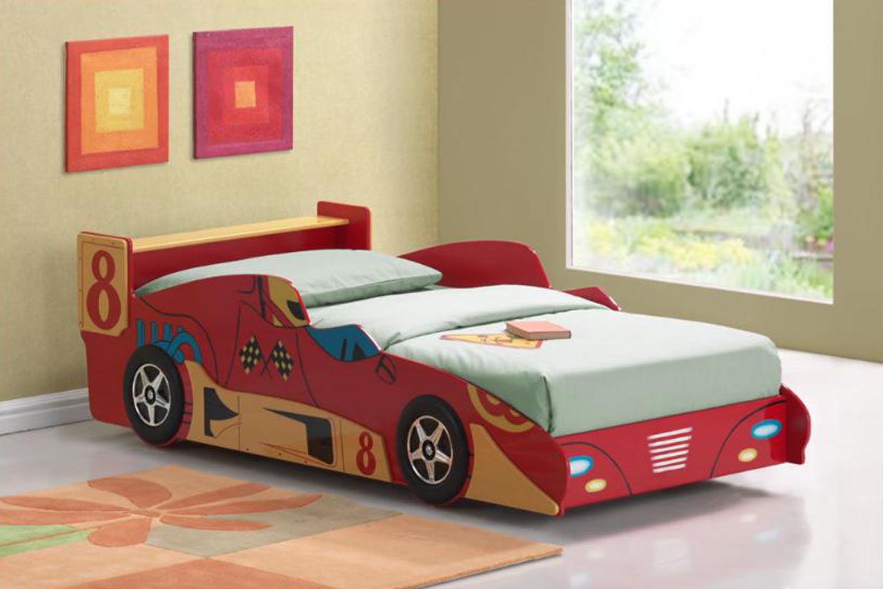 astonishing-bedroom-incredible-car-shaped-master-bed-in-red-color-for-adorable-kids-bedroom-furniture-ideas-stylish-kids-bedroom-design-ideas-kids-bed