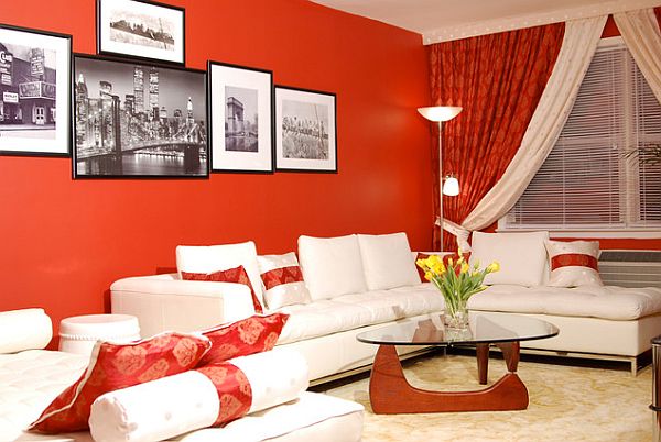 contemporary-NY-loft-with-red-wall-living-room