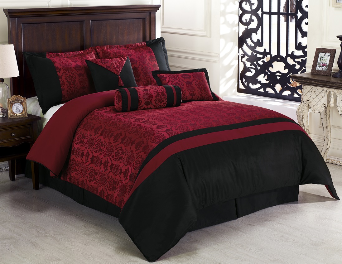 marvellous-pieces-oriental-dynasty-black-red-jacquard-with-simple-bedroom