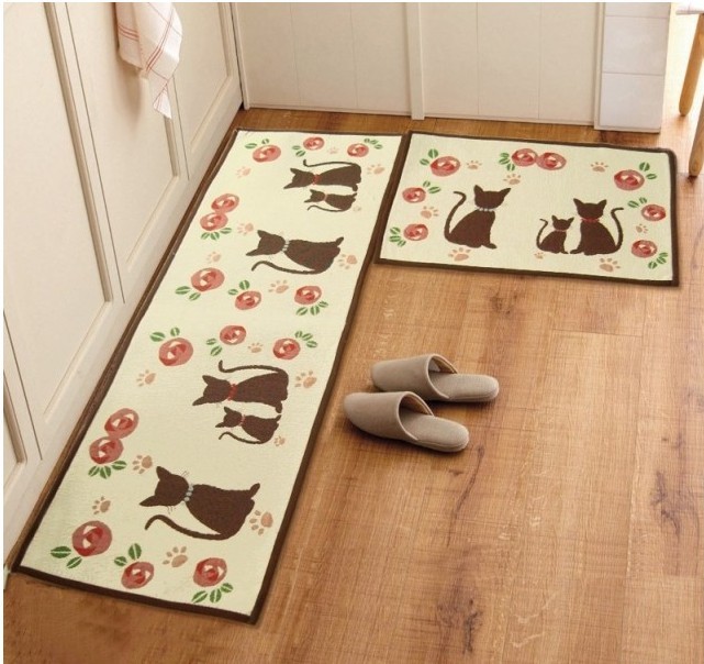 Zakka-cat-rug-retro-home-decor-tapetes-de-cozinha-gatos-bedside-doormat-carpet-slip-resistant-mats