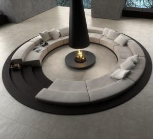 Conversation Pits & Sunken Sitting Areas conversation 1 Circular conversation pit central fireplace conversation