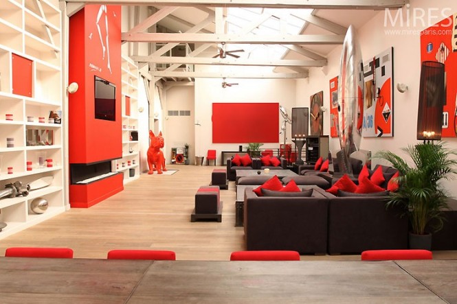 red and black parisian loft Interior Design Blogs