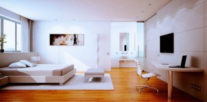 white bedroom with wooden floor Interior Design Blogs