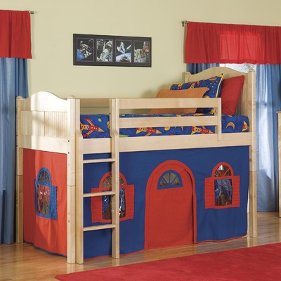 Bolton Furniture Cottage Twin Low Loft Bed with Bottom Curtain and Built In Ladder Interior Design Blogs