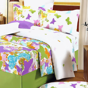 green purple butterflies 100 cotton 3pc duvet cover set Interior Design Blogs