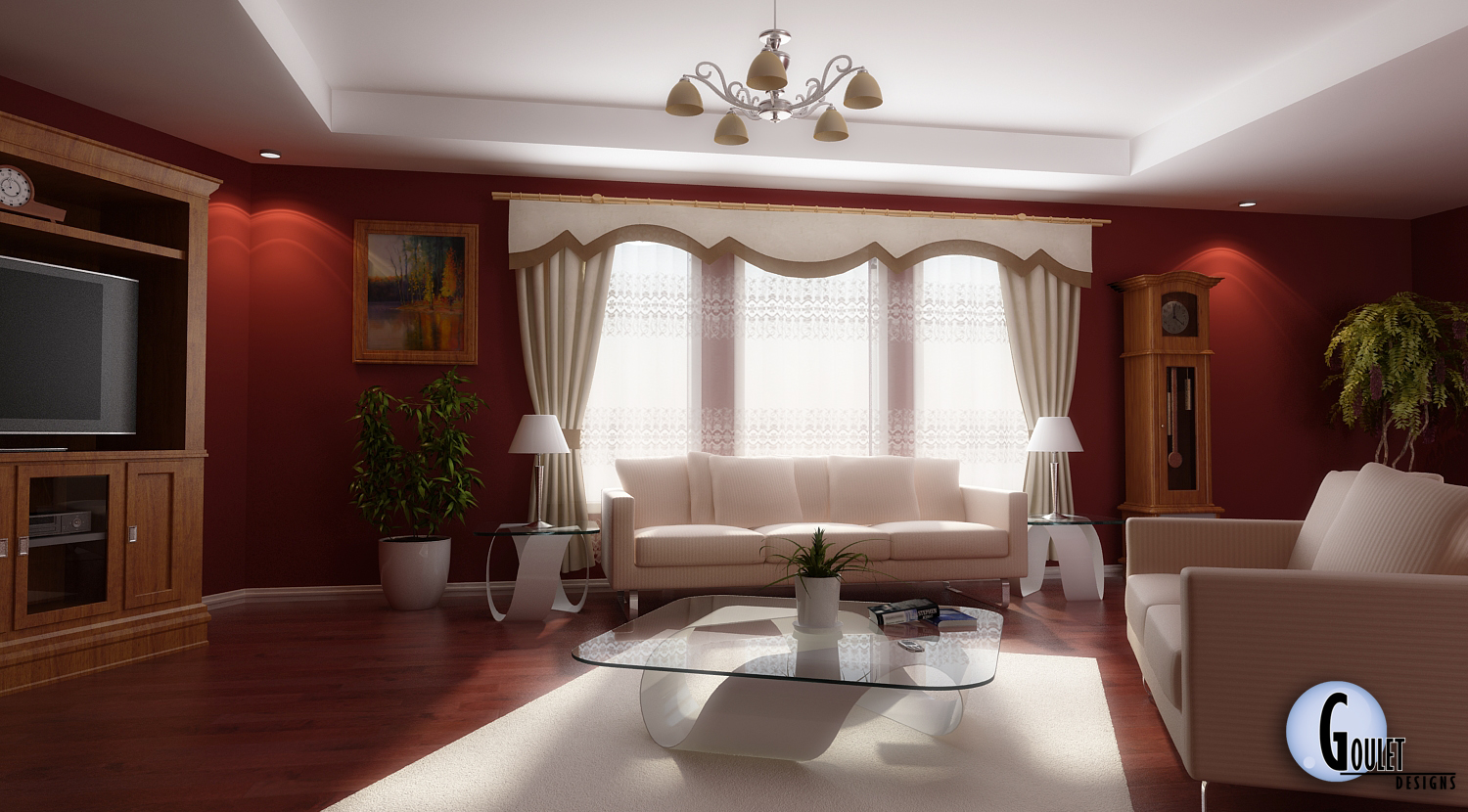 red and white living room design Interior Design Blogs