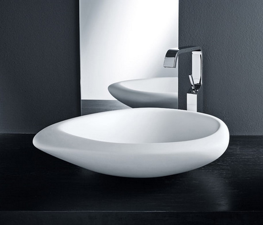 Black and White Washbasins With mirror and wooden washbasin Interior Design Blogs