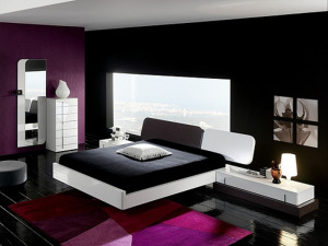 dark and bright bedroom color theme is take violet black also white Interior Design Blogs