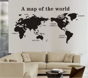 Discount World Map Wall Stickers Decal World Maps Wall Mural Art Home Decore Free Shipping