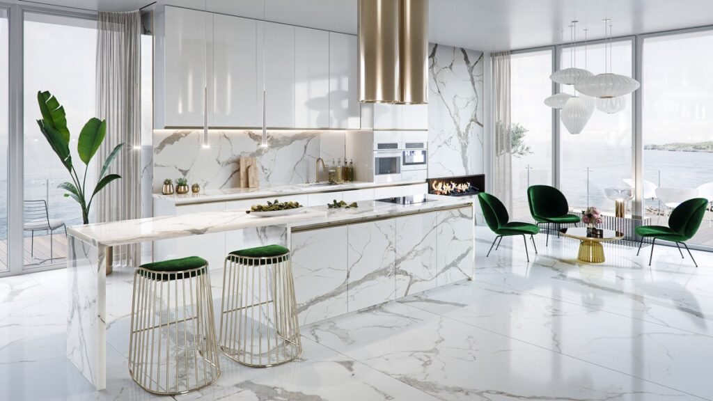 luxury white kitchen design idea